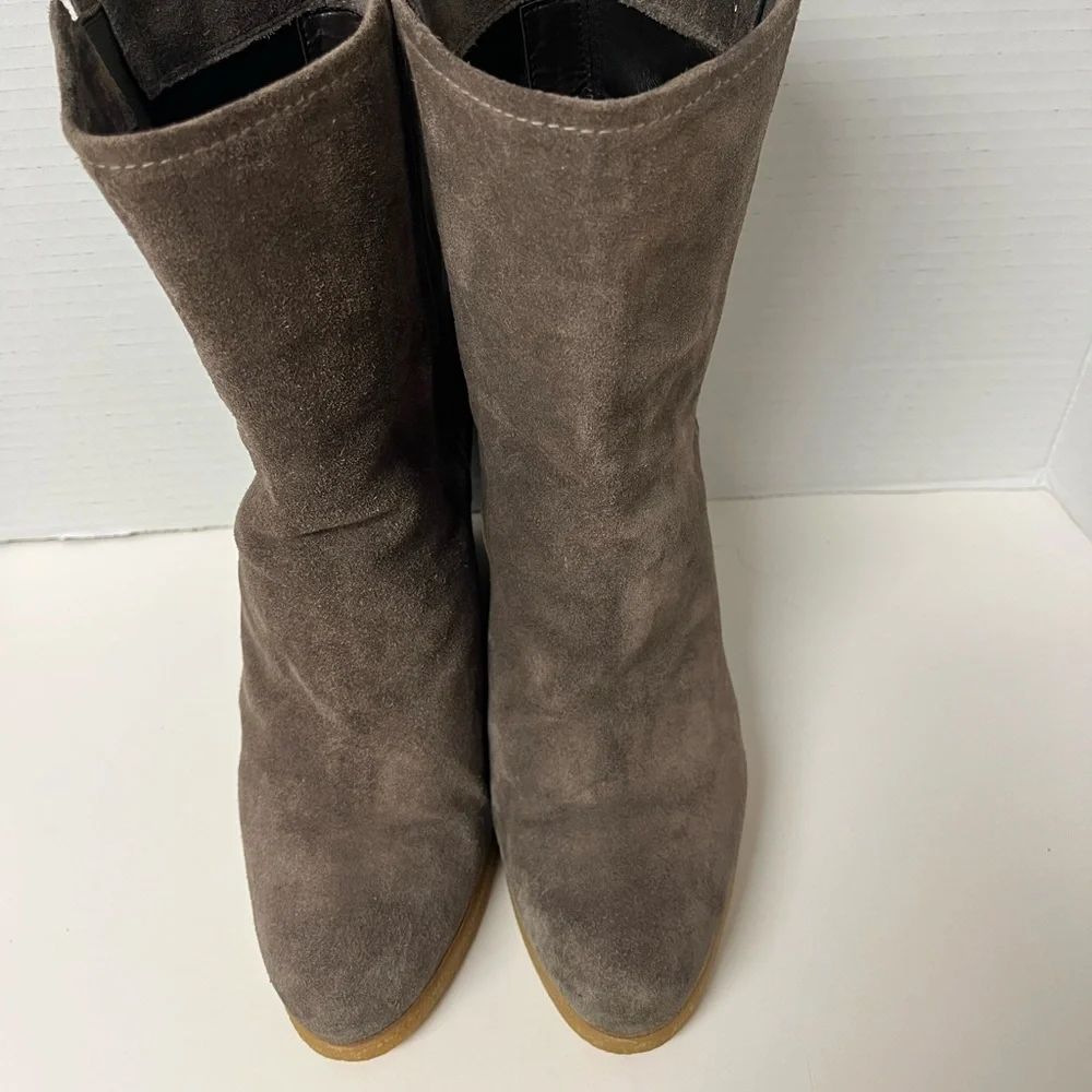 Stuart Weitzman Suede Wedge Platform Ankle Boots in Taupe Size 9 - Picture 2 of 8